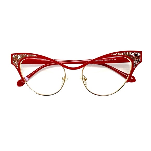 Vooglam Calista JGM565123-04 Cat Eye Red Gold Metal Eyeglasses - Picture 2 of 6